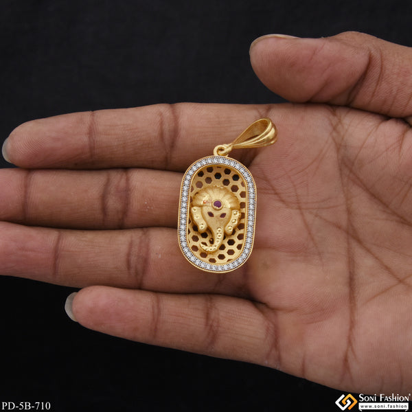 Ganesha With Diamond Fashionable Design Gold Plated Pendant For Men - Style B710