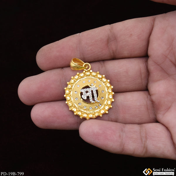 1 Gram Gold Plated Maa Glittering Design Pendant for Men - Style B799