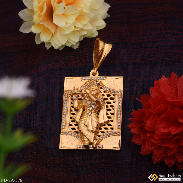 Very Best Krishna Embossed Attractive Pendant With Diamond - Style A576