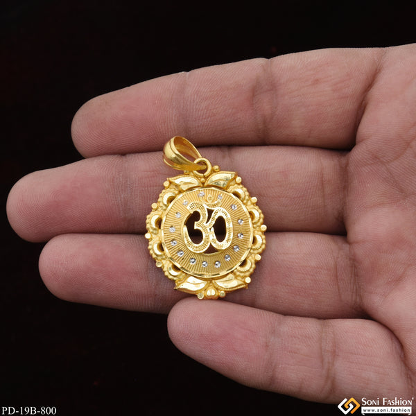 1 Gram Gold Plated Om Artisanal Design Pendant for Men - Style B800