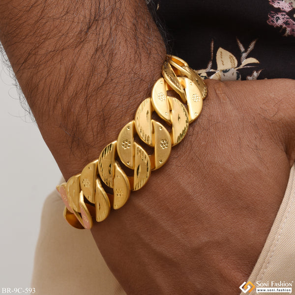 Superior Quality Hand-crafted Design Gold Plated Pokal Bracelet For Men - Style C593