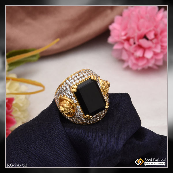 1 Gram Gold Forming Black Stone With Diamond Fashionable Design Ring -  Style A930 at Rs 2690.00 | Diamond Rings | ID: 2849444159288