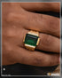 Green Stone with Diamond Exciting Design High-Quality Gold Plated Ring - Style A768