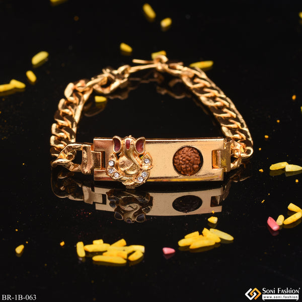 Ganesha With Bead Cute Design Best Quality Gold Plated Bracelet - Style B063