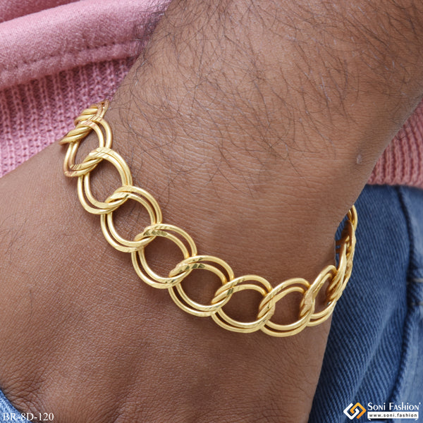 Ring Into Ring Hand-Crafted Design Gold Plated Bracelet for Men - Style D120