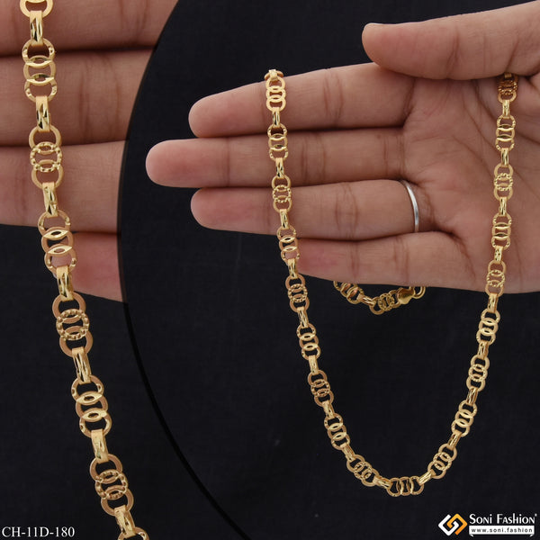 Round Linked Cute Design Best Quality Gold Plated Chain for Men - Style D180