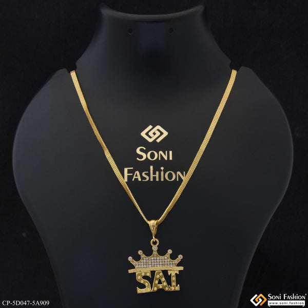 Sai Excellent Design Gold Plated Pendant With Chain for Men (CP-D047-A909)