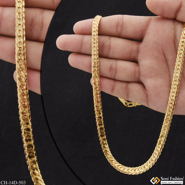 Superior Quality Gold Plated Herringbone Chain for Men - Style D503