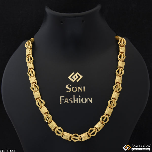 Trending Design Gold Plated 2 In 1 Link Chain for Men - Style D611