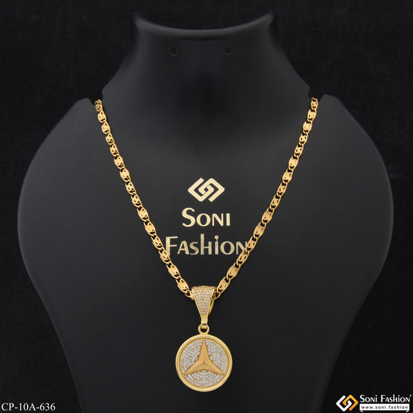 Triangle Glamorous Design Gold Plated Chain Pendant Combo for Men - Style A636