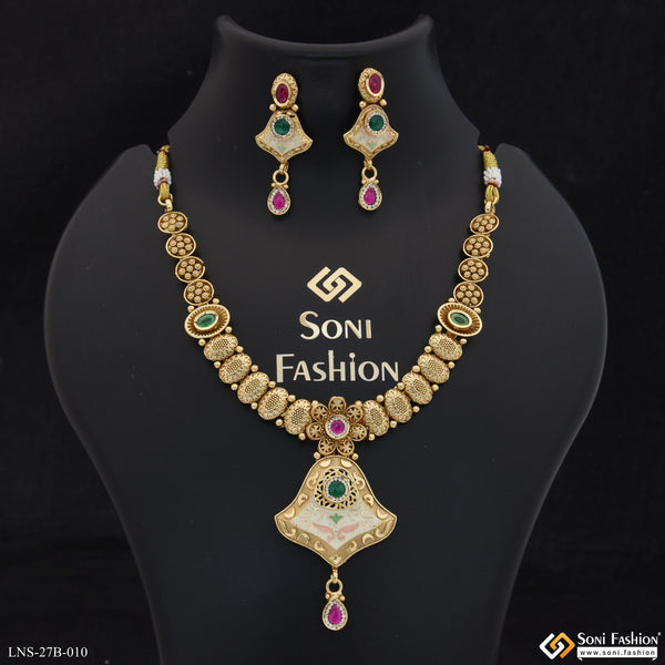 Unique Design Gold Plated Antique Necklace Set for Women - Style B010