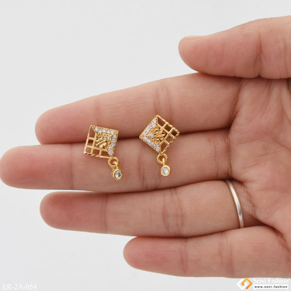 Unique Design with Diamond Designer Gold Plated Earrings for Lady - Style A054