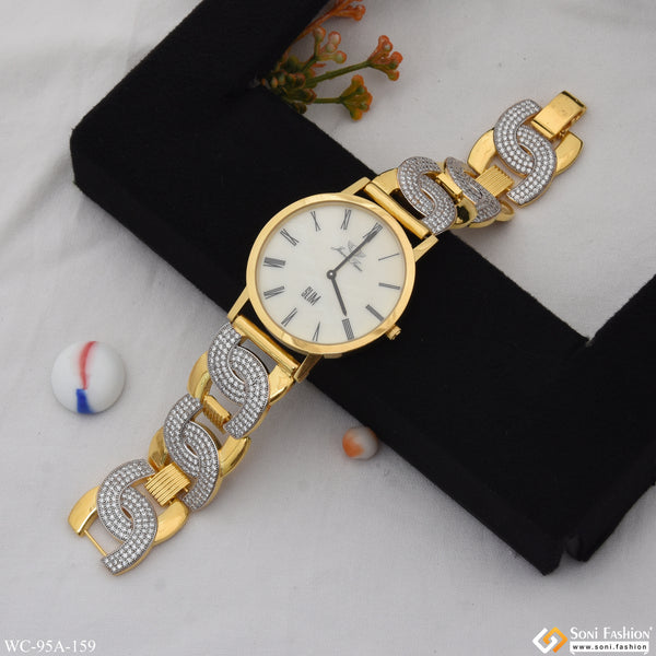 1 Gram Gold Plated with Diamond Amazing Design Watch for Men - Style A159