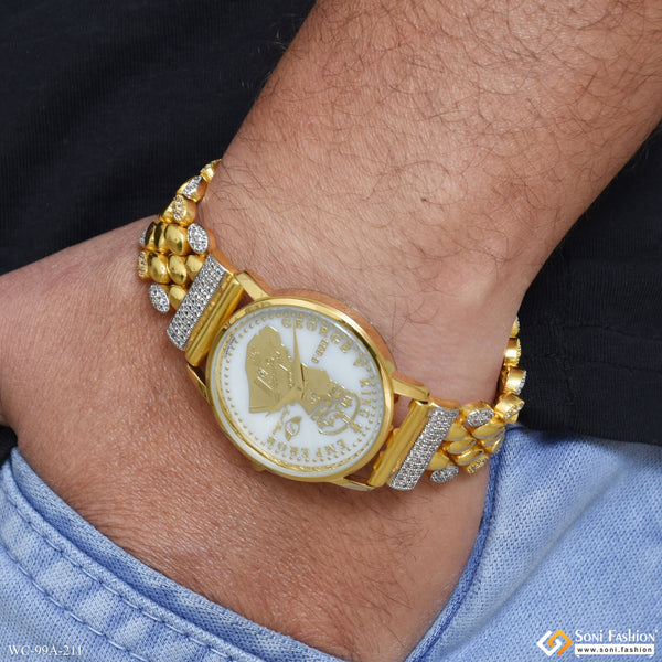 1 Gram Gold Plated Artisanal Design Watch for Men - Style A211