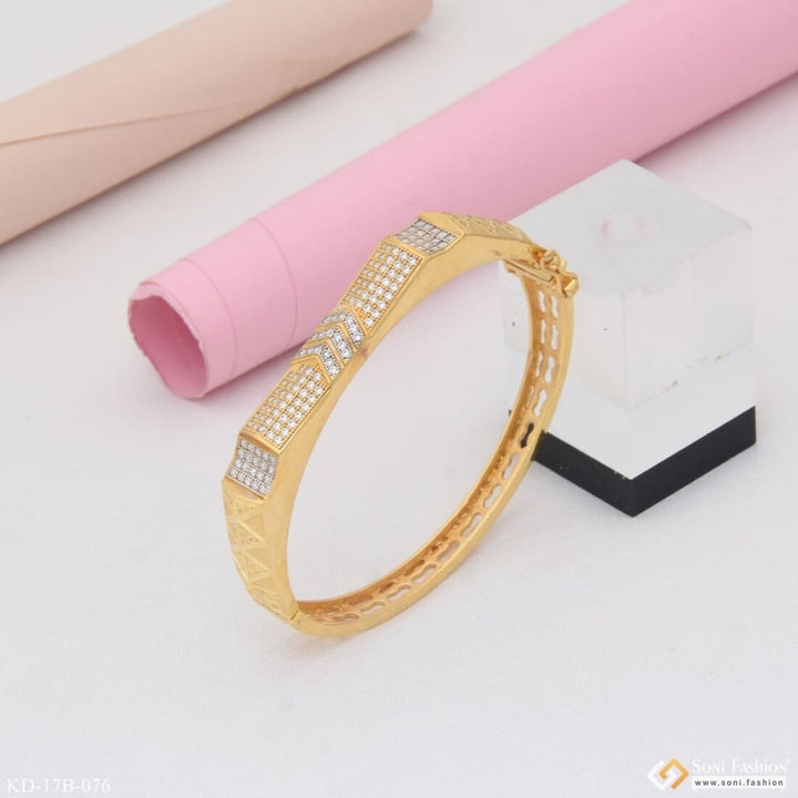 Gold bangle with diamonds from Arrow with Diamond Latest Design High-Quality Gold Plated Kada for Men - Style B076