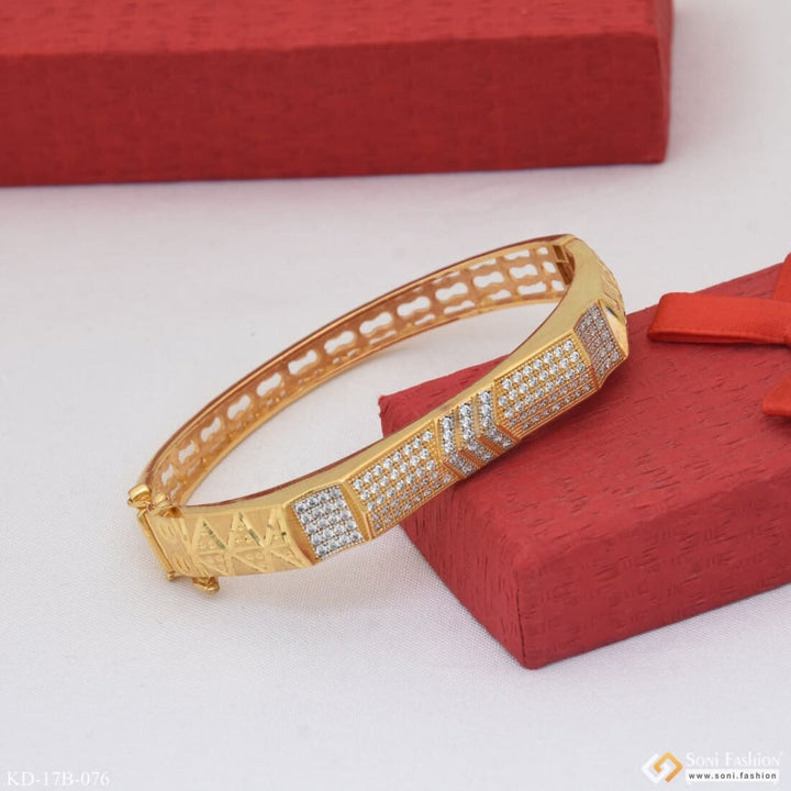 Gold Plated Kada with Diamonds - Diamond Latest Design