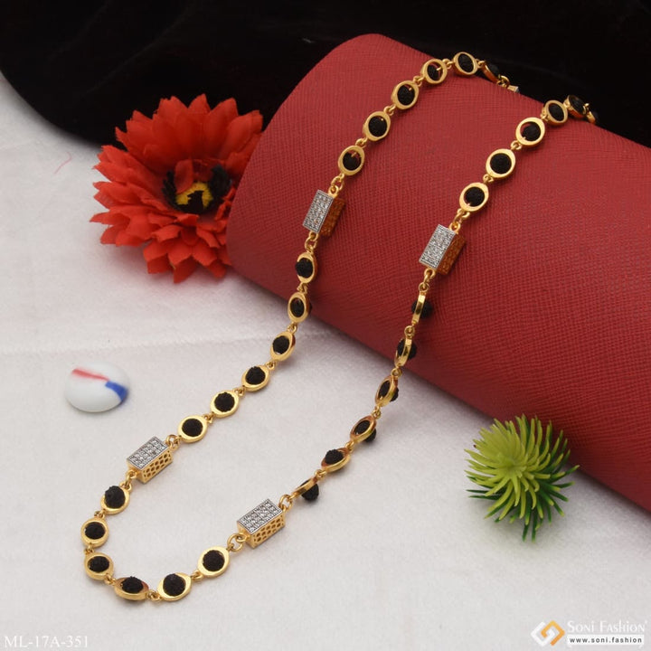 Artisanal design latest gold plated rudraksha mala for men -