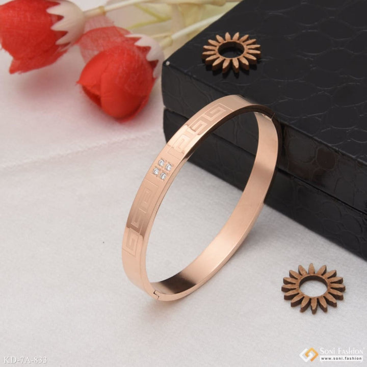 Zig-zag attention-getting design high quality rose gold kada