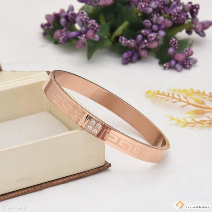 Zig-zag attention-getting design high quality rose gold kada