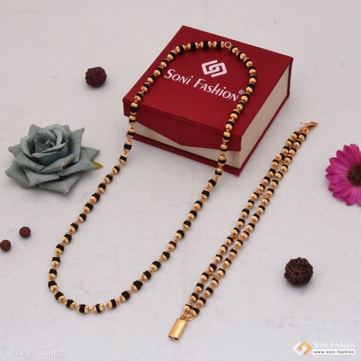 Best quality gold plated rudraksha mala with 2 line bracelet