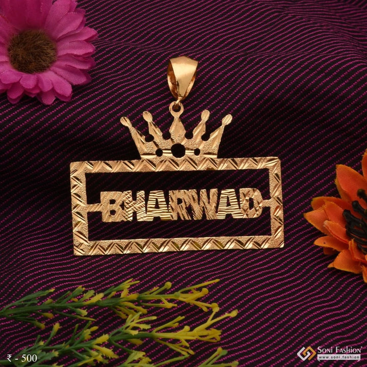 Bharwad King Name High-class Design Gold Plated Pendant For