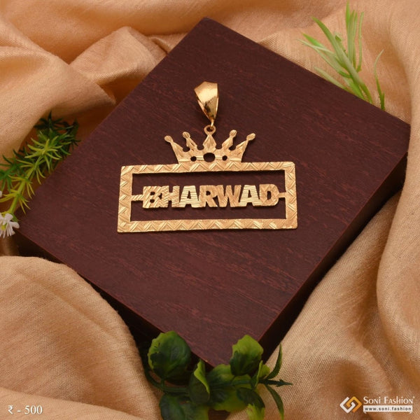 Bharwad King Name High-class Design Gold Plated Pendant For