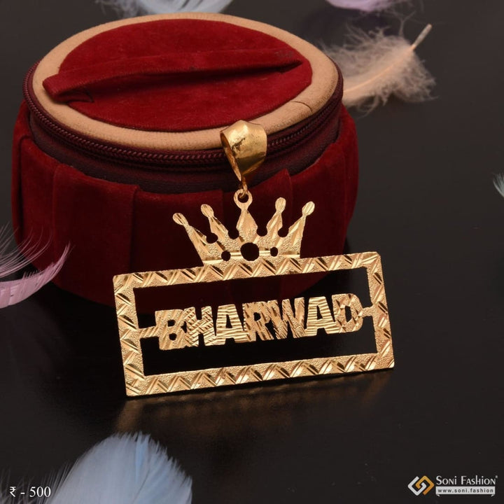 Bharwad King Name High-class Design Gold Plated Pendant For