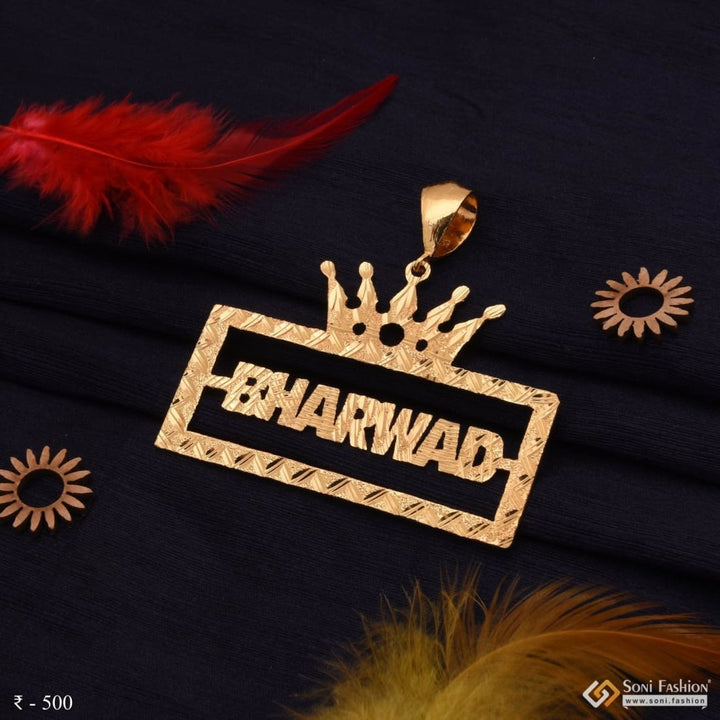 Bharwad King Name High-class Design Gold Plated Pendant For