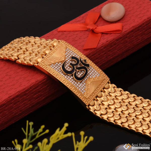 Gold plated bracelet with diamond, black om with red box and flower