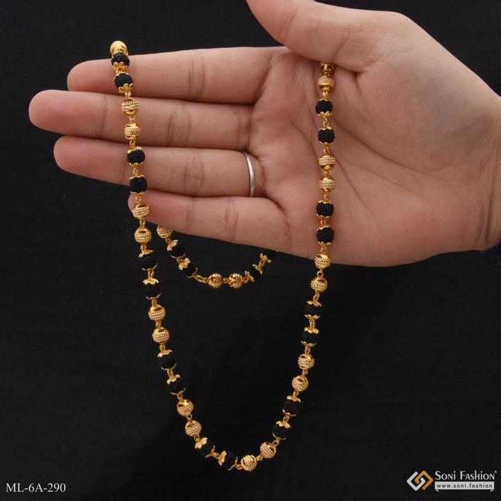 Black Rudraksha With Golden Ball Best Quality Gold Plated