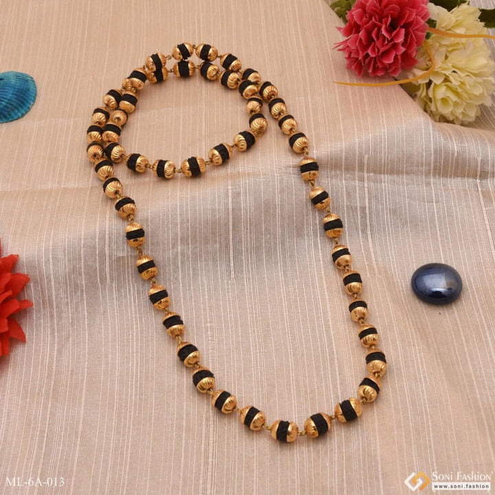 Black Rudraksha Mala Premium-grade Quality Gold Plated