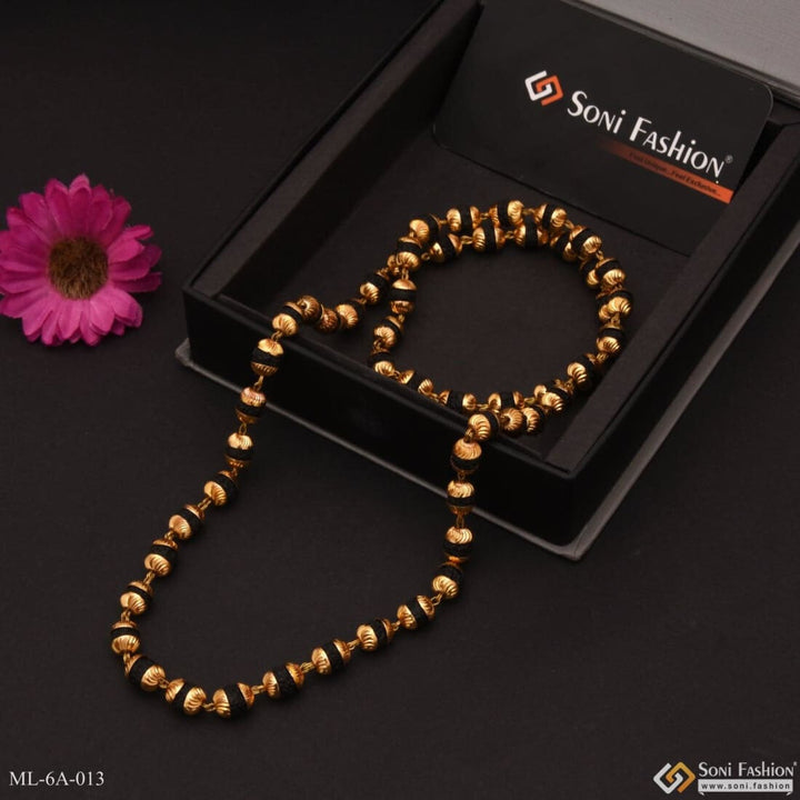 Black Rudraksha Mala Premium-grade Quality Gold Plated