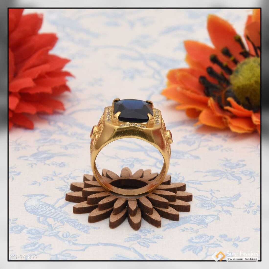 Fashion bluestone gold rings