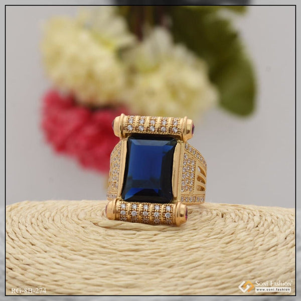 Blue Stone With Diamond Latest Design High-quality Gold