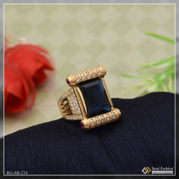 Blue Stone With Diamond Latest Design High-quality Gold