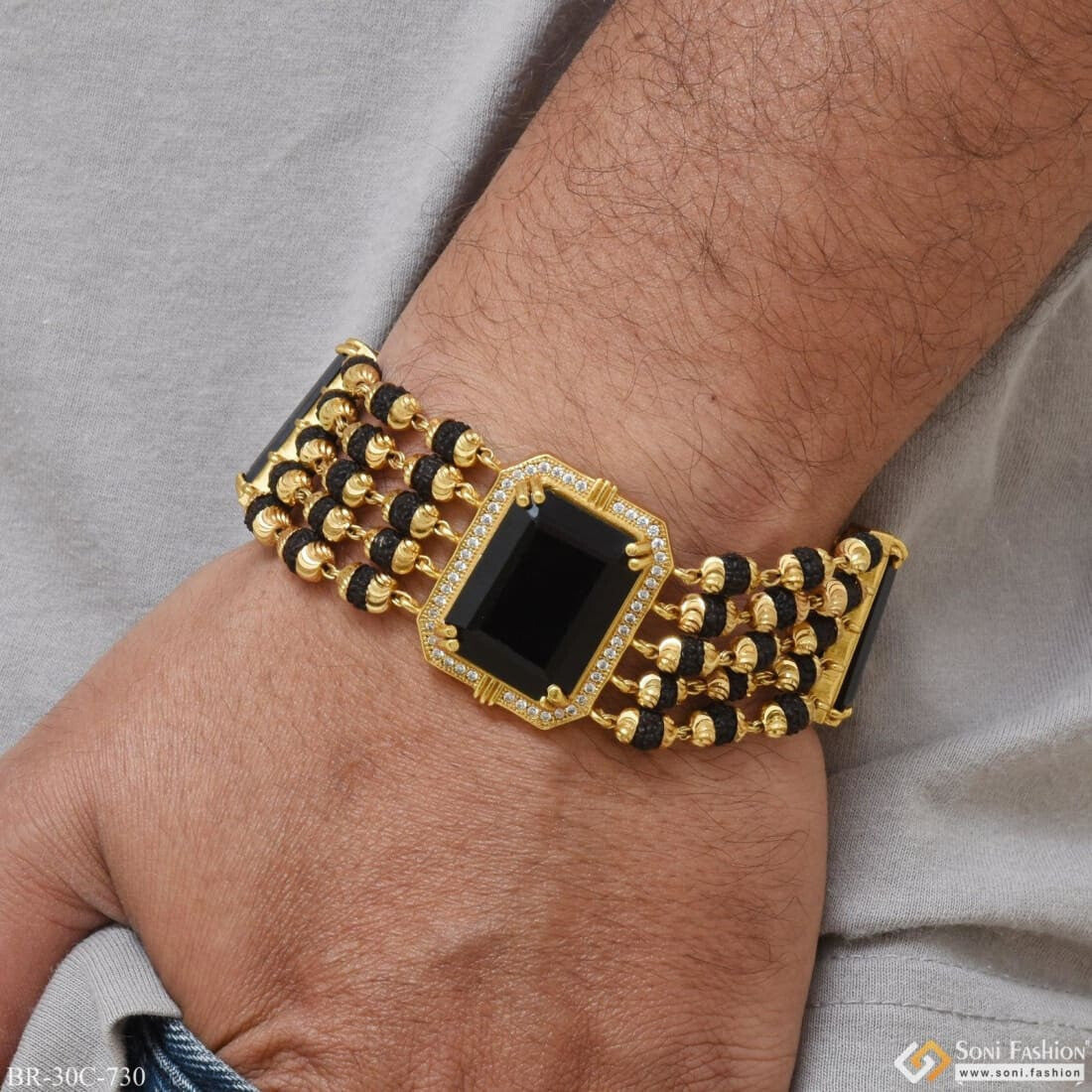One gram gold bracelet price Middle Ruby stone design – Swarnakshi Jewels