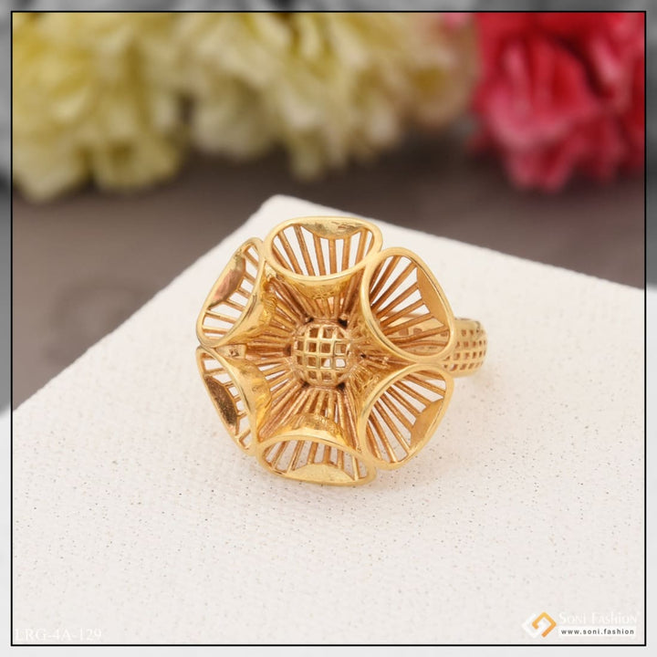 Gold Plated Ring with Flower Design