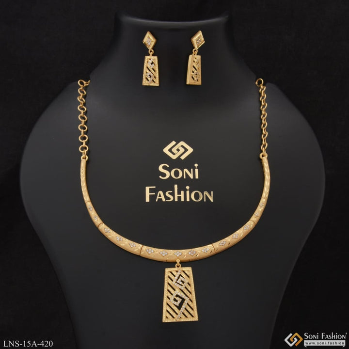 Casual design with diamond designer gold plated necklace set