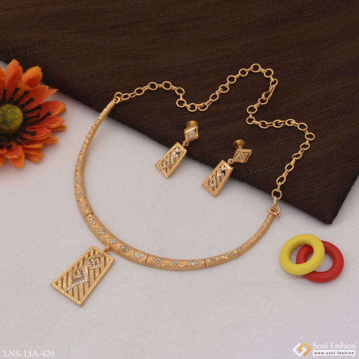 Casual design with diamond designer gold plated necklace set