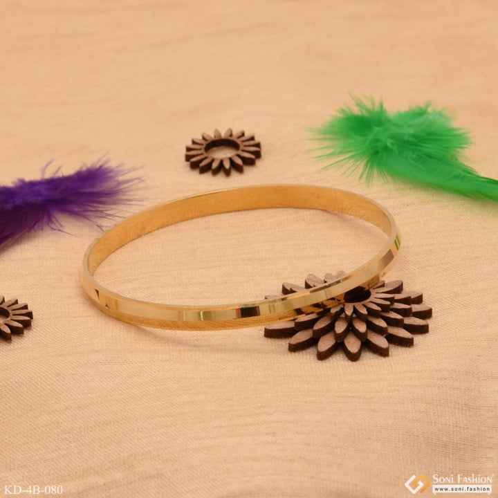 Gold plated Punjabi kada with purple feathers - Premium Grade Quality (Style B080)