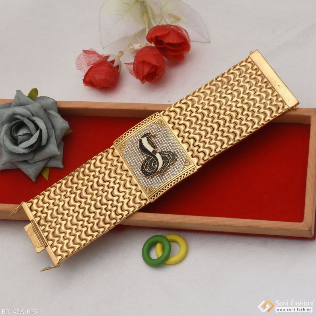 Cute Design Big Size Goga Maharaj Logo with Diamond Gold Plated Bracelet -  Style A093 – Soni Fashion®