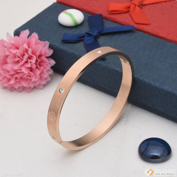 Dainty design best quality with diamond rose gold kada for