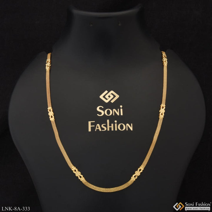 Gold chain with diamond clasp on gold plated necklace - Style A333