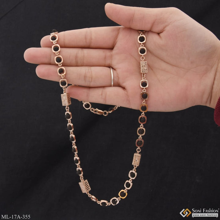 Delicate Design Artisanal Rose Gold Color Rudraksha Mala