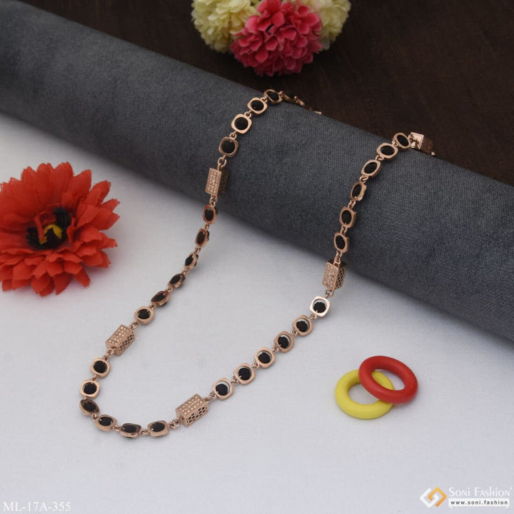 Delicate Design Artisanal Rose Gold Color Rudraksha Mala