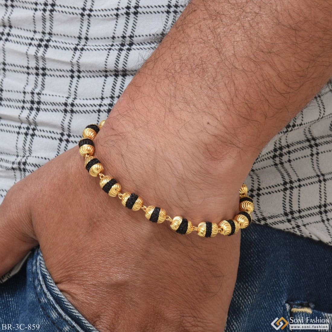Rudraksha bracelet in real gold hot sale