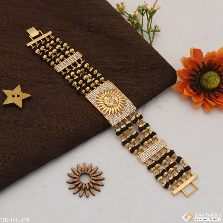 Sun with diamond antique design gold plated rudraksha