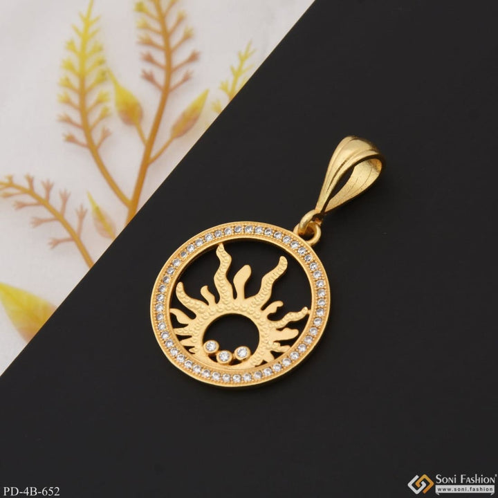 Sun With Diamond Attention-getting Design Gold Plated