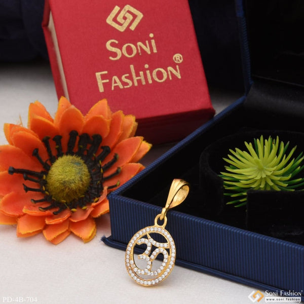 Om with diamond attention-getting design gold plated pendant