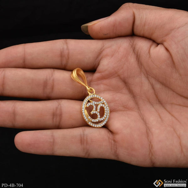 Om with diamond attention-getting design gold plated pendant